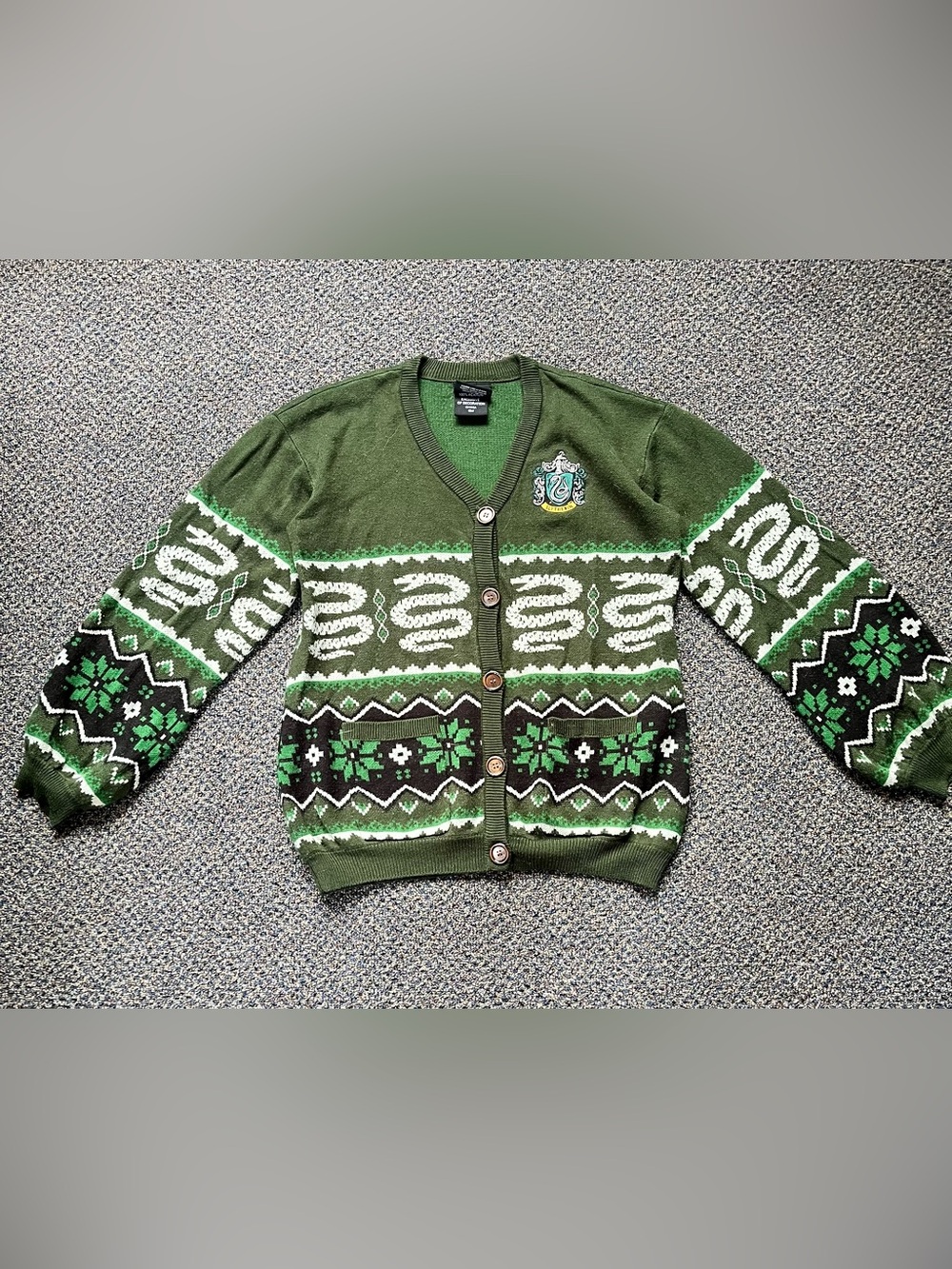 Harry Potter Green Slytherin-Inspired Patterned Cardigan